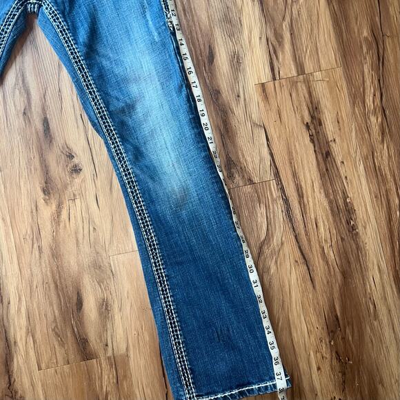 Mid Rise Rock Revival Jeans Amy Easy Boot Size 27 Style E8129E45R Sequin Studded - Picture 10 of 16